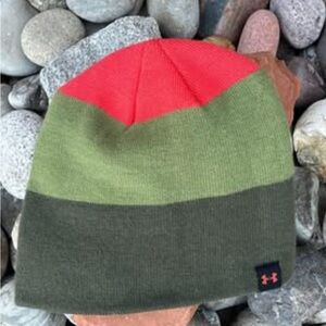 Under Armour Youth Knit Beanie Olive Green Camo Green Orange One Size